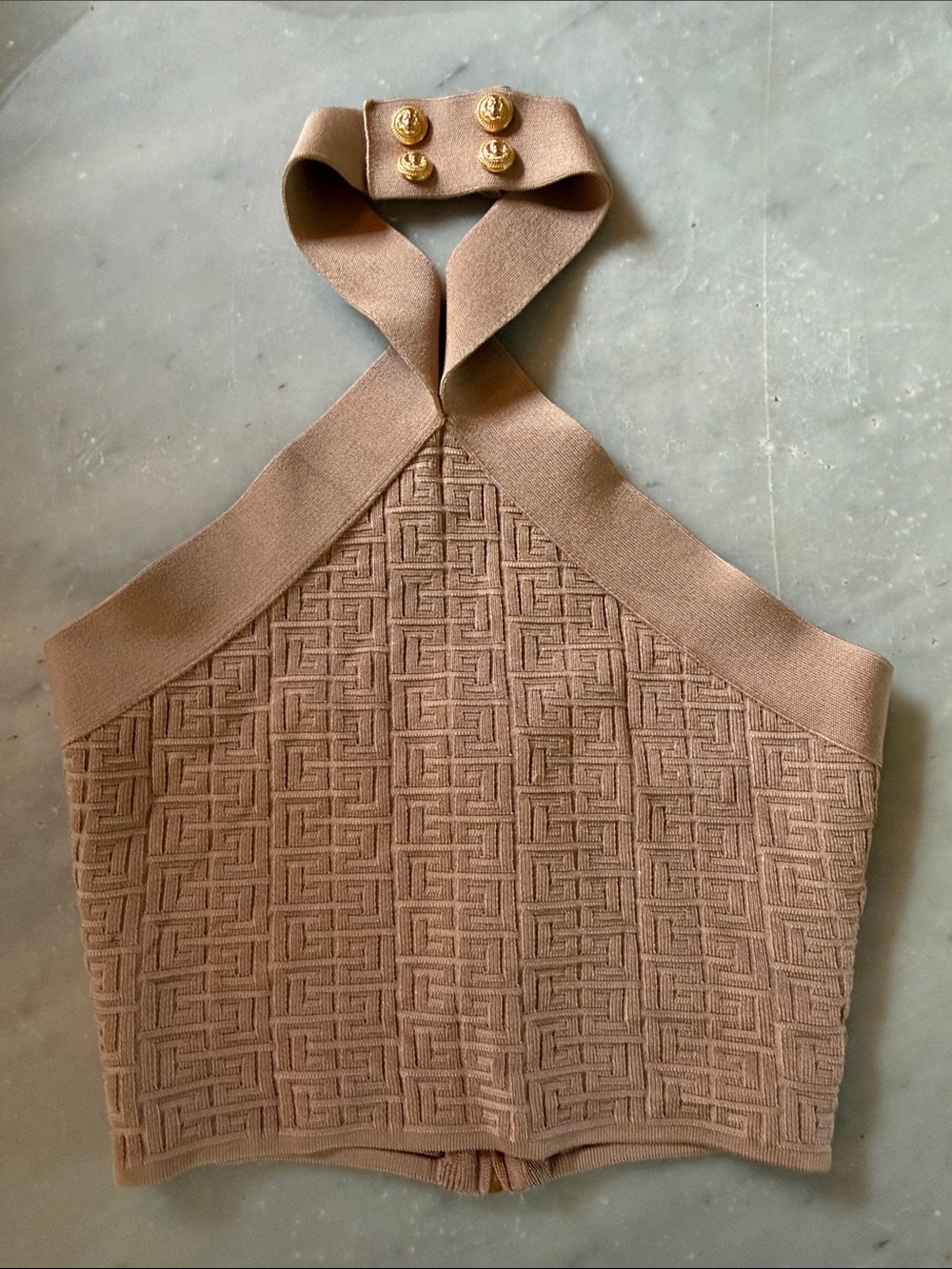 Balmain Women’s Halter Knit Crop Top in Brown
